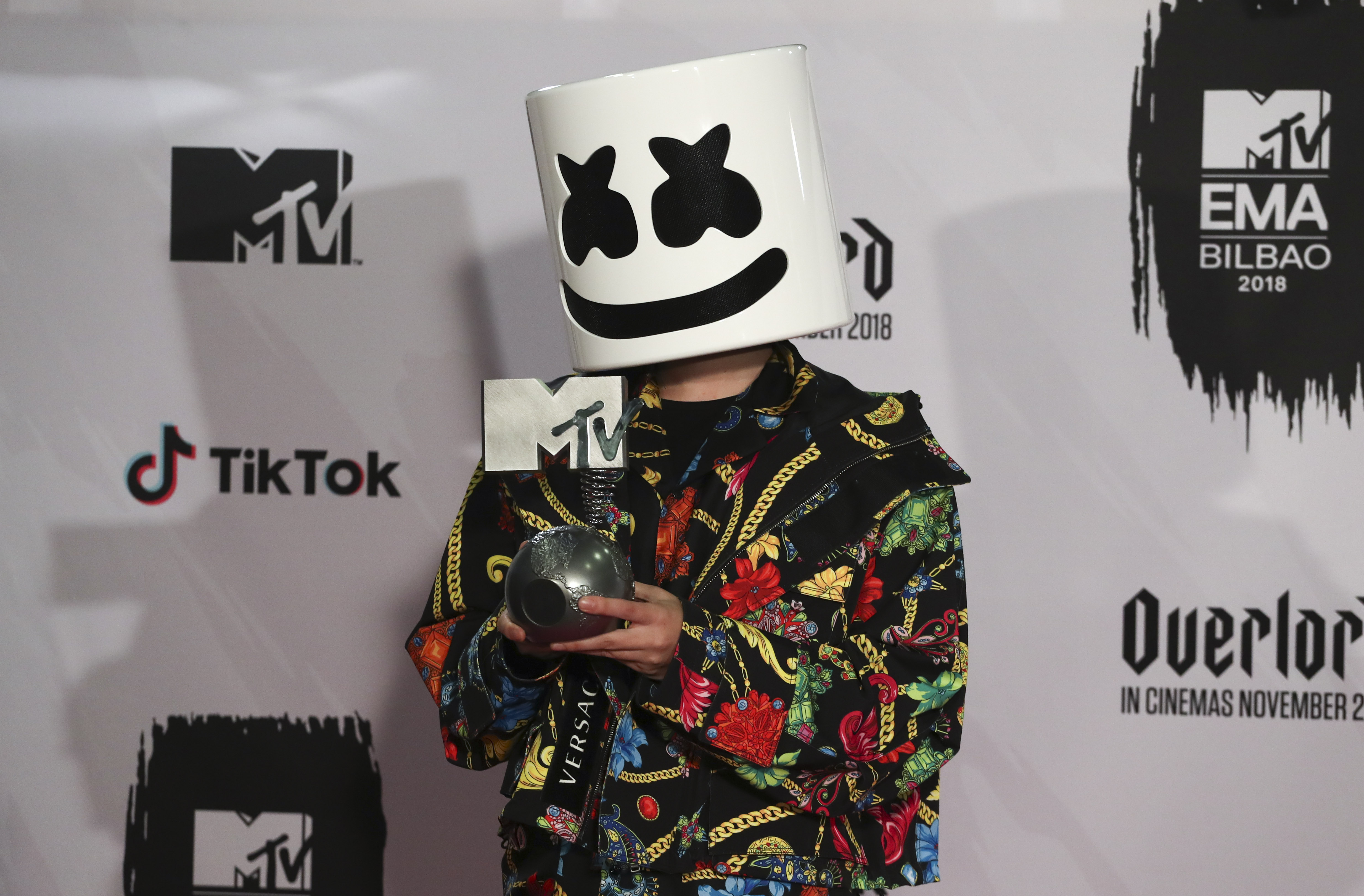 Music producer and DJ Marshmello poses with his Best Electronic Z.today